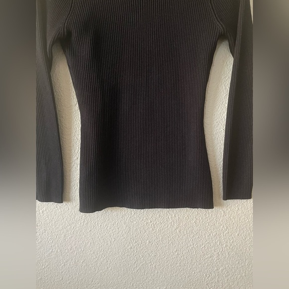 Vintage y2k Fitted Soft Ribbed Knit Top Women’s S Black Long Sleeve Mock Neck - Picture 9 of 11
